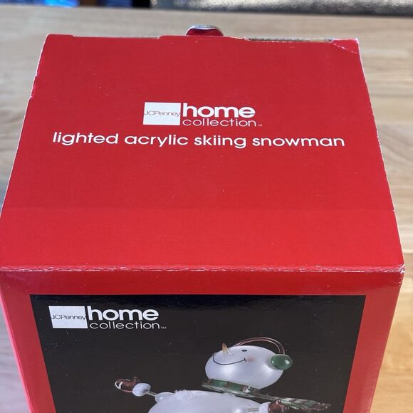 JCPENNEY HOME COLLECTION LIGHTED ACRYLIC SKIING SNOWMAN W/BOX-RAINBOW COLORS! - Picture 12 of 15